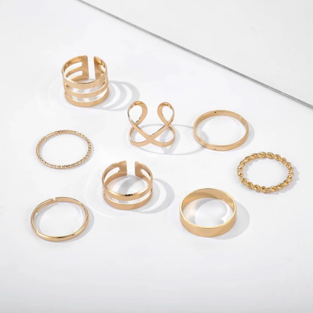 “Diana” Chic Trendy Gold Adjustable Cute Ring Set - Picture 4 of 15